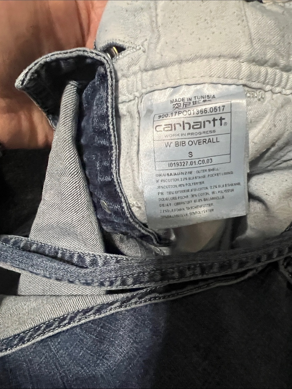 Carhartt women’s Blue Denim Bib Overalls with Brass Hardware - Picture 5 of 5